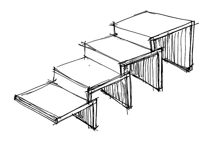 Design reminiscent of a staircase of steps